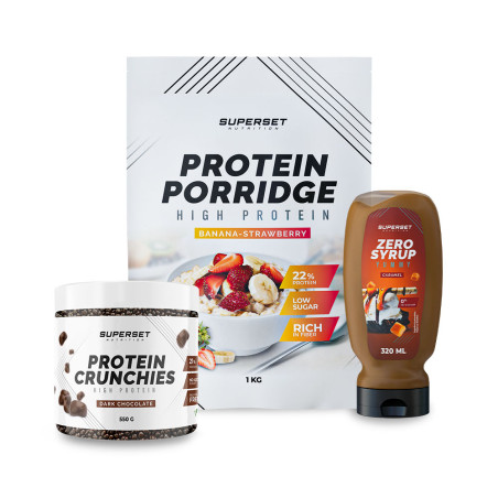 Pacchetto colazione - porridge + protein crunchies + zero syrup